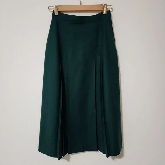 Vintage Charter Club Petites by Jane Justin Womens Wool Skirt Suit Green Size 4P - Picture 9 of 13